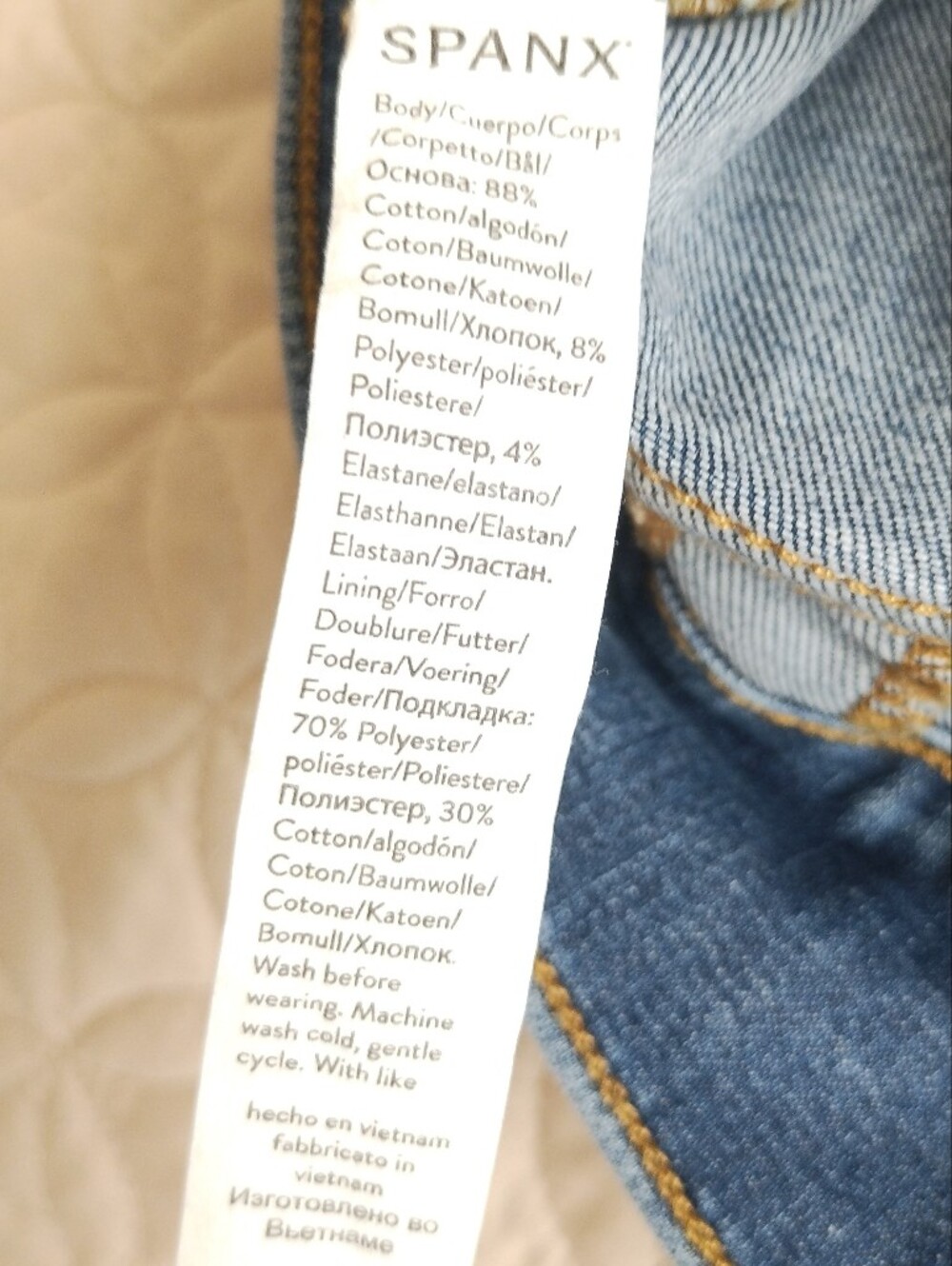 SPANX Shape EveryWear Wide Leg Cropped Pull-On Jeans Patch Pockets Blue Size S - Picture 9 of 10